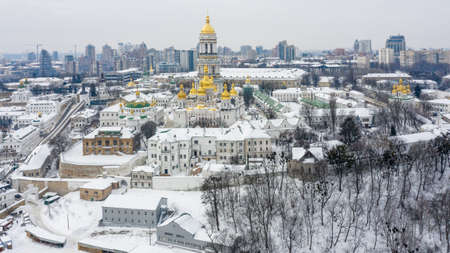 A view on Kiev Monastery of the Caves in winterの写真素材
