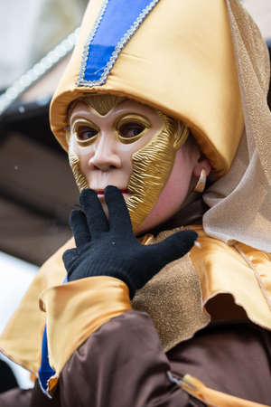Krasnoilsk, Ukraine - January 14, 2020: Ancient pagan ritual of Malanka Malanca , performed olny by unmarried men.のeditorial素材