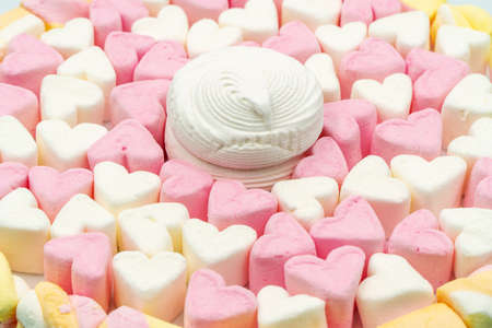Multi-colored marshmallows. Background or texture of colorful blue and pink marshmallows.の写真素材