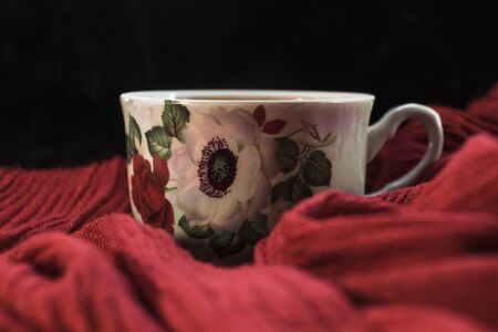 cup on a red backgroundの写真素材
