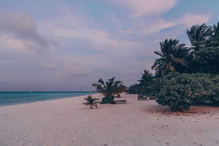 Travel series. stunning sunset on Maldive islands