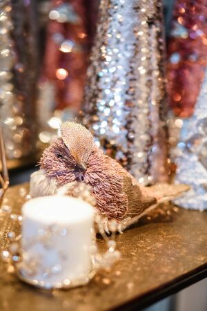 photo of beautiful Christmas tree and details in decorated roomの写真素材