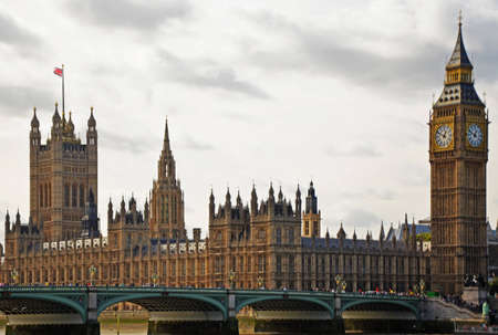 A view at Big Ben and Westminster Bridgeのeditorial素材