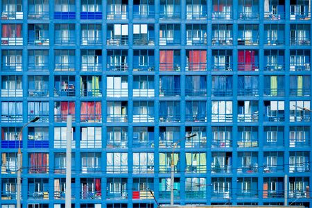 fragment of blue buildingの写真素材