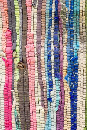 texture of handmade woven fabric from fragments of different thicknesses