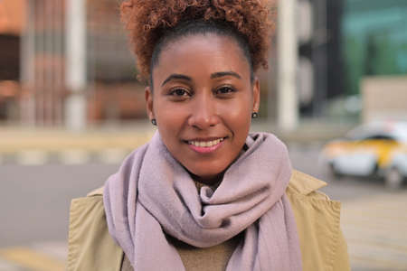 Young attractive black woman smilingの写真素材