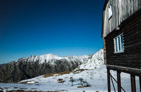 Mountain landscape in Dombay. Mountain view. Nature. Popular tourist attraction. Best famouse travel locations. Scenic Image of Russia. Winter mountains.の写真素材