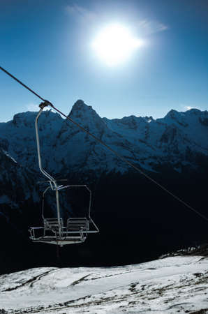 Mountain landscape in Dombay. Mountain view. Nature. Popular tourist attraction. Best famouse travel locations. Scenic Image of Russia. Winter mountains.の写真素材