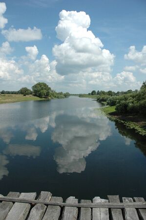 Ukraine, 2010, July, reflection of cloudsの写真素材