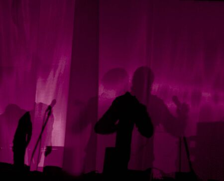 Silhouettes of performance of actors offstageの写真素材