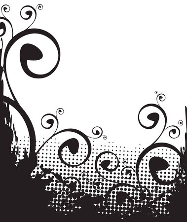 black and white nature vector compositionのイラスト素材