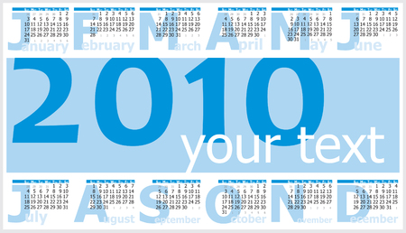 Colorful illustration of 2010 year calendar. Horizontal orientationのイラスト素材
