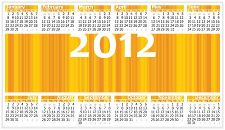 Colorful illustration of 2012 year calendar. Horizontal orientationのイラスト素材
