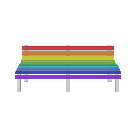 Single modern Bench in gay rainbow Colors. Vector Illustrationのイラスト素材
