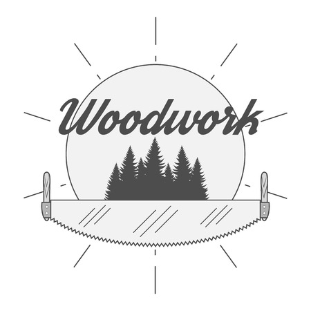 Vector retro Badge for woodwork Industryのイラスト素材