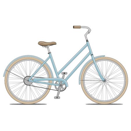Blue Bike with brown Handles and Saddle Vector Illustrationのイラスト素材