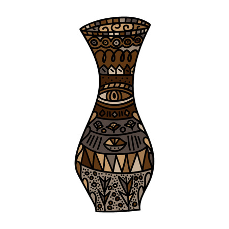 Decorative doodle Pattern Design of vector brown Vaseのイラスト素材