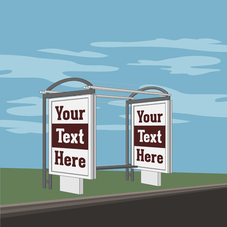 Outdoor advertising Banner Shield on the Bus Station. Vector Illustrationのイラスト素材