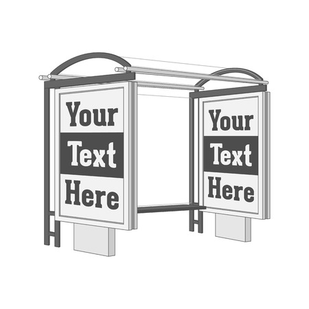 Outdoor commercial Stand with Banner Shield on the Bus Station. Vector Illustrationのイラスト素材