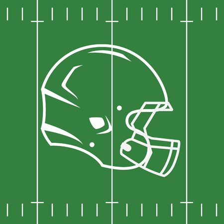 Flat Design of green Football Field and white Helmetのイラスト素材