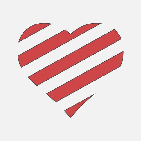 Happy Valentine Day. Striped Heart Design Elementのイラスト素材