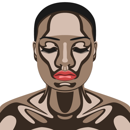 Beauty young Brunette Woman with Chocolate on her Face and Skin. Fashion Illustration of Makeup and Bodycareのイラスト素材