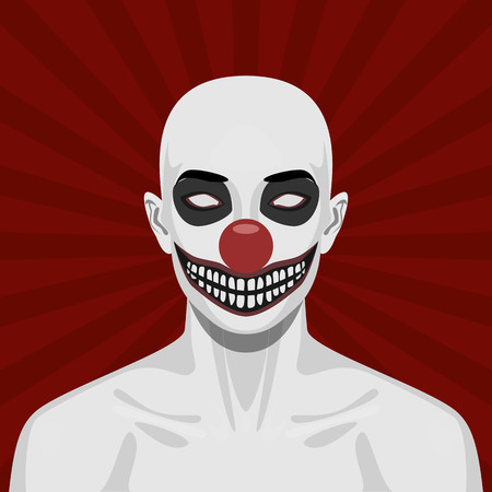 Bald scary Clown with smiling Face. Halloween Vector Illustrationのイラスト素材