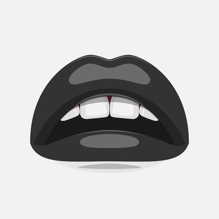 Glossy black and white Lips. Fashion Beauty Illustrationの写真素材