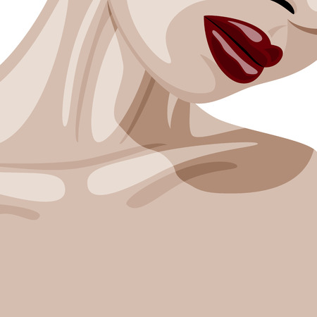 Beauty vector Woman illustration with red Lips and Place for your Textのイラスト素材