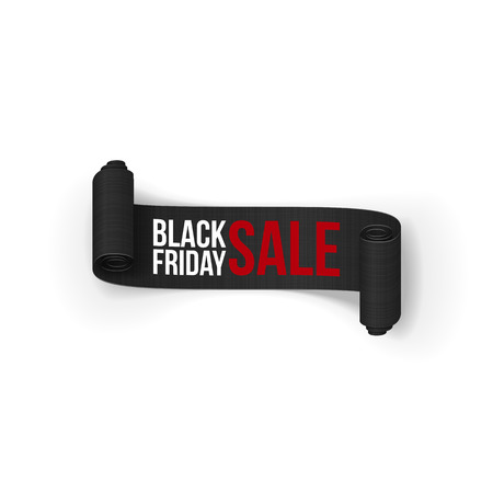 Black Friday Sale realistic curved Paper Ribbon. Use this vector Element in your Designのイラスト素材