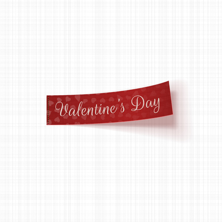 Valentines Day realistic red vector Tag with Text on textile white Backgroundのイラスト素材