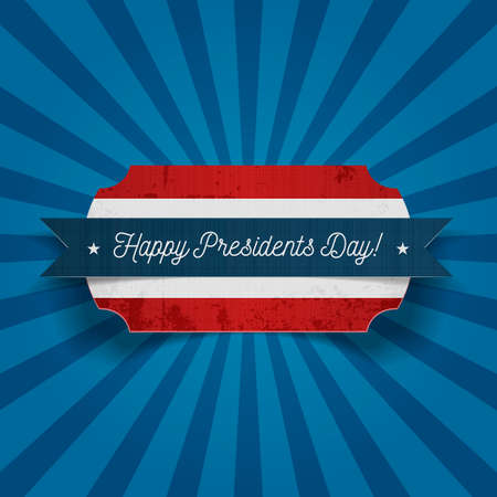 Happy Presidents Day realistic vector greeting Card Template with blue Ribbon in striped red and white Bannerのイラスト素材