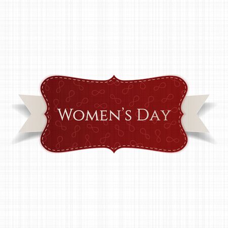 International Womens Day vector red realistic paper Card with Ribbon on textile white Backgroundのイラスト素材