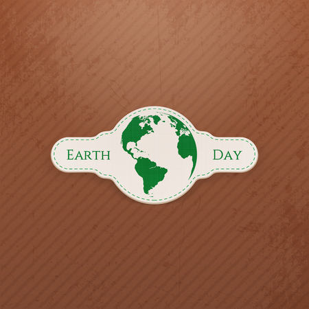 Earth Day Globe realistic paper Label. Vector Illustrationのイラスト素材