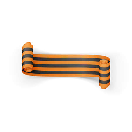 Victory Day black and golden scroll st. George Ribbon. Vector Illustrationのイラスト素材
