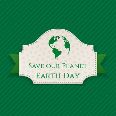 Earth Day Card with Text on green Ribbon. Vector Illustrationのイラスト素材