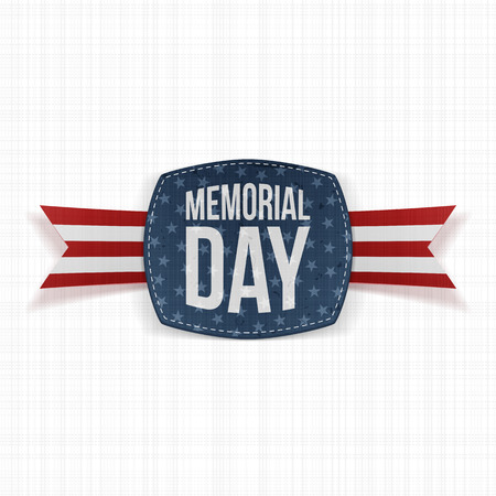 Memorial Day textile Emblem and Ribbon. National American Holiday Background Template. Vector Illustrationのイラスト素材