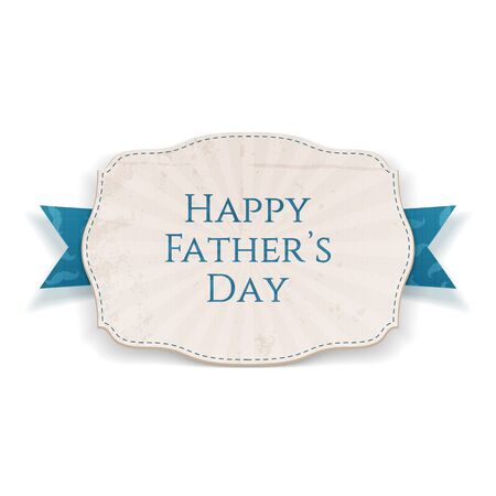 Happy Fathers Day realistic Banner with blue Type and Ribbon. Vector Illustrationのイラスト素材