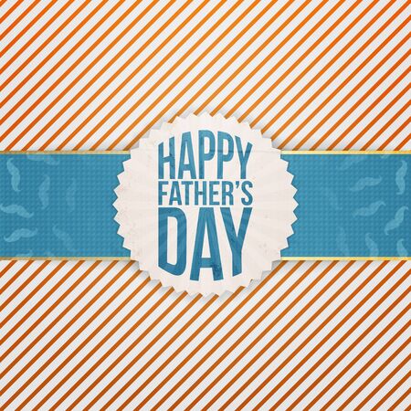 Paper Graphic Element for Fathers Day. Badge with Text and Ribbon on striped orange Background. Vector Illustrationのイラスト素材