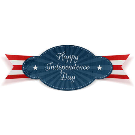 Greeting Graphic Element for Independence Day. Banner with Text and Ribbon isolated on white Background. Vector Illustrationのイラスト素材