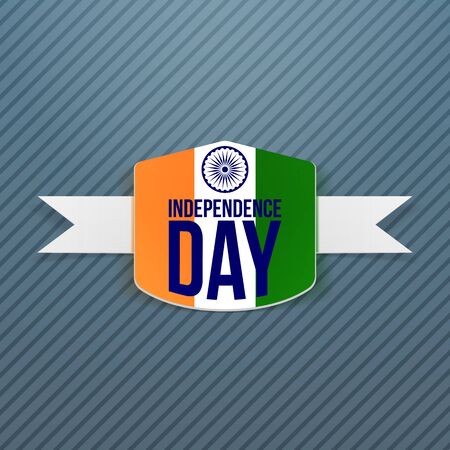 Indian Independence Day Badge with Shadow. Vector Illustrationのイラスト素材