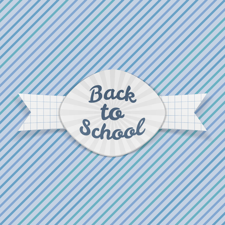 Back to School paper Emblem with Ribbon. Vector Illustrationのイラスト素材