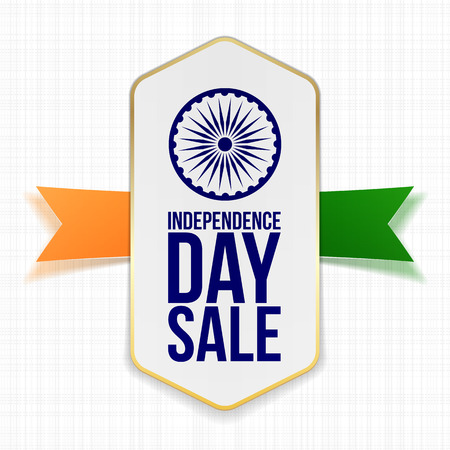 Independence Day Sale Label with Ribbon. Vector Illustrationのイラスト素材