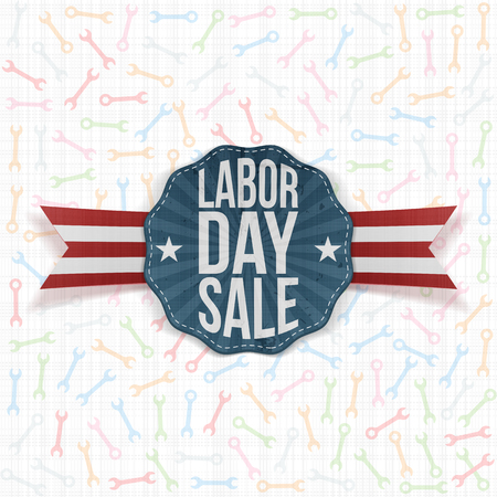 Labor Day Sale realistic Label on Ribbonのイラスト素材
