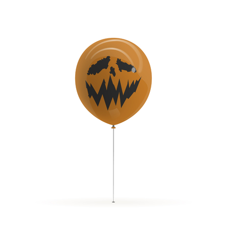 Halloween orange Balloon with Pumpkin spooky Face. Vector Illustrationのイラスト素材