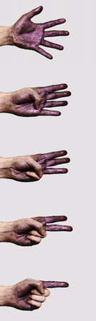 Painted Hands counting from five to oneの写真素材