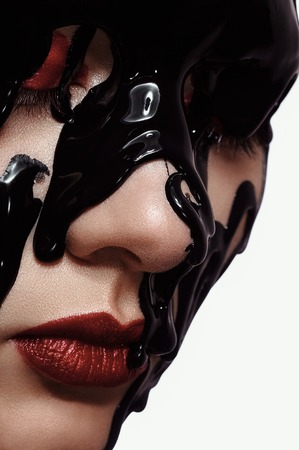 Young Girl in black Paintの写真素材