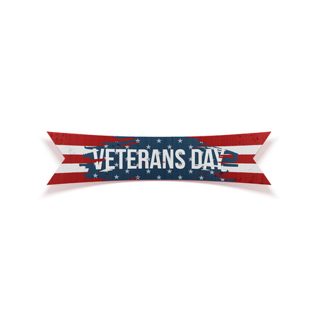 Happy Veterans Day vector bent Ribbonのイラスト素材