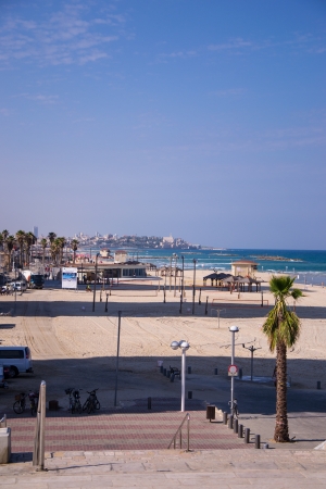View of Tel Aviv beach in sunlight dayの写真素材