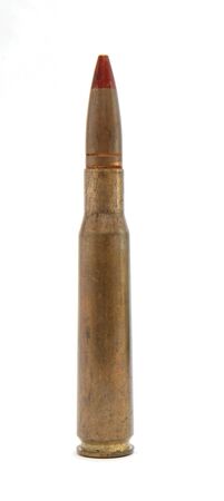 Browning 0.5 12.7mm red-tipped tracer cartridge isolated